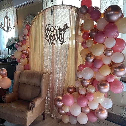 Paready Ballons Rose Abricot, 60 Pièces 12 Pouces Beige ballons en Ballous en or Metallic Champagne pour Baby Shower Anniversaire Mariage de douche nuptiale Décoration de la remise des diplômes