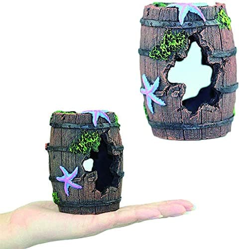 Décorations d'Aquarium, 2 Pièces Aquarium Ornement Résine, Ornements Baril Cassé, RéSine DéCoration Fish Tank, Grotte Aquarium Decoration Cave Artificielles, pour Décorations Aquarium ou Maison