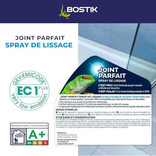 Bostik Spray de Lissage Joint Parfait – Facilite le Lissage de vos Joints d'Étanchéité – Pour Joints Silicone, Hybride et Polyuréthane – Transparent – pH Neutre – Non Agressif – 200 ml