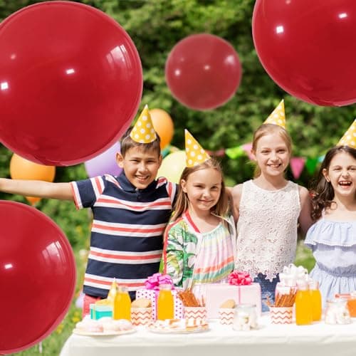 36 Pouces Ballon Géant, 6 Pcs Grand Ballon,90CM Ballon Géant en Latex pour Les Festivités de Fête de Mariage Party Carnival Event Décorations (rouge foncé)