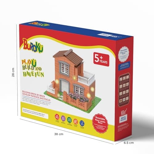 Buroku - Jeu de Construction de Maison en Briques avec Lumières | 270 Pièces en Plastique ABS Sûres pour Les Enfants | Améliore Les Compétences Précoces et Le Développement de l'Intelligence