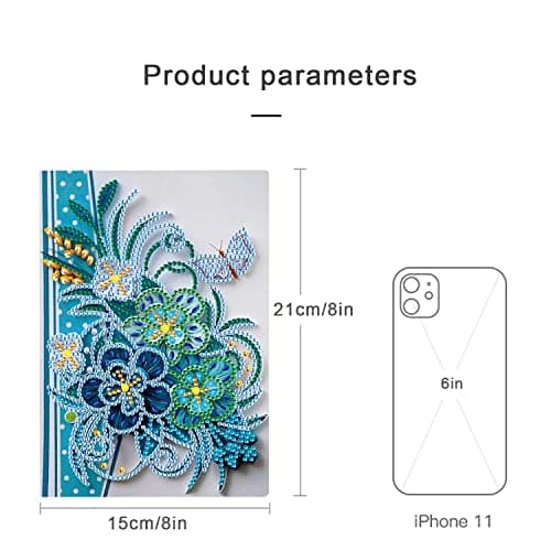 Cahiers de Peinture au Diamant A5 Livre de Journal Diamond Painting d'artisanat au Diamant Fleurs pour Adultes Carnet de Notes A5 Carnet de Croquis Filles A5 Peinture par Numéros Loisirs pour Enfants
