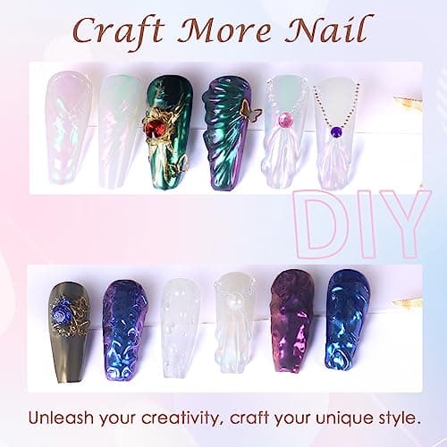 Laza Mermaid Pearl Chrome Nail Powder, Glazed Donut Metallic Mirror Effect Pigment, Iridescent Aurora Nail Glitter Holographic Fairy Dust Gel Nail Art Supplies Nail Techs, Resin Craft – Pearl White