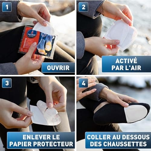 THE HEAT COMPANY Chauffe-Pieds - 15 Paires - Extra Chaud - adhésif - 8 Heures de Chaleur - Chaleur immédiate - autochauffante - purement Naturel - pour Toutes Les Tailles