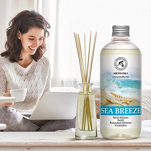 Recharge Diffuseur Roseaux Set de Brise de Mer 2x500ml - Reed Diffuser Refill Sea Breeze - Fragrance Fraîche et Durable - Recharge pour Diffuseur d'arômes - Aromathérapie - Desodorisant Maison