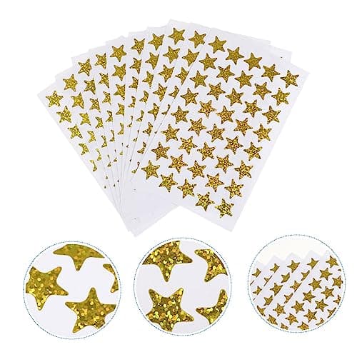 TOGEVAL 5 Paquets Pentagramme Sticker étoile autocollant de etiquette autocollante stickers ecole autocollant pour récompenser autocollant de récompense de paillettes Golden