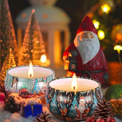 NCKIHRKK Coffret Cadeau Bougies Parfumées de Noël, 6 pcs. Idee Cadeau Femme, Naturel Cire de Soja Bougie Décoration Noel, Bougie Aromathérapie Cadeau Femme Maman Petite Amie Collègue Invité