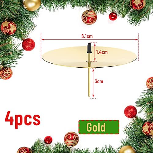 Bougeoirs Noël de l'Avent 6cm, Taozoey Lot de 4 Bougeoirs, Supports de Bougie avec Pic, Bougeoir en Métal pour Décorer des Couronnes, Chandelier Noel, Couronne de l'Avent Décorée Bougie Fixe