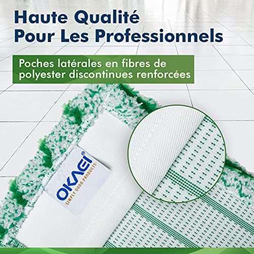 Okaei - Housse de serpillière 2 Piece (50 cm) - Housse en 100% Microfibre Premium Vert - Optimale pour Le Nettoyage en Profondeur des sols Lisses et légèrement irréguliers