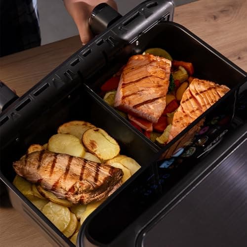Cecotec Air Fryer Cecofry&Grill Duoheat 10000. Friteuse à Air sans Huile 10L, Grill et Plancha, Résistance Double, 2800W, Cuisson Rapide, Moins de Graisse, Résultats Consistants