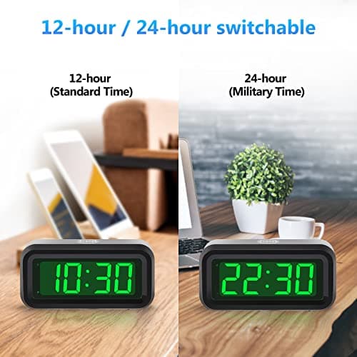 Timegyro Petit réveil, Horloge de Bureau numérique, 1,2" LED Affichage Horloge avec Snooze, luminosité réglable 12 / 24h Format pour Chambre à Coucher, Voyage, Salon