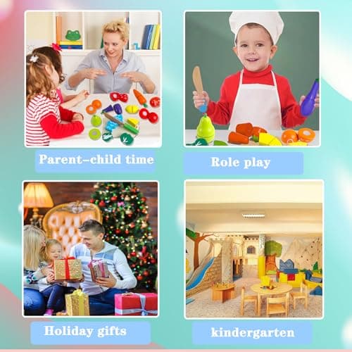 newlng Fruits en Bois à Découper Jouets Ustensile Fruits et Légumes Cuisine en Bois Enfant 2 Ans Cadeau pour Anniversaire Noël Journée des Enfants Paques Enfant Fille Garcon 3 4 5 6 Ans