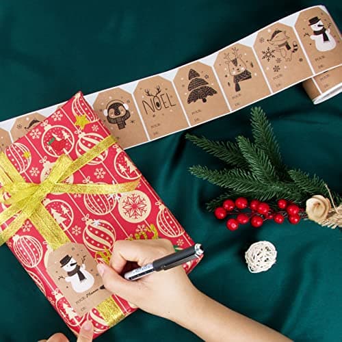 250PCS Étiquettes Autocollantes Noël Français en Papier Kraft Emballage Cadeau Joyeux Noël Stickers Accessoire Décoration Noël Carte de Vœux Merry Christmas Autocollantes