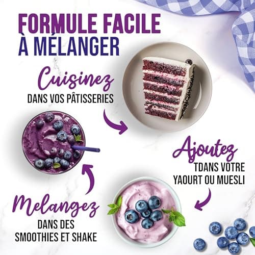 Easy Yummy Poudre de Myrtille (100g), Poudre de Myrtille 100% sauvage, sans sucre ajouté