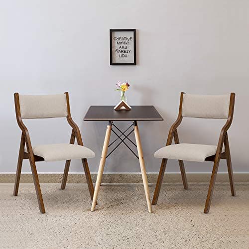 Ball & Cast Juego de 2 sillas de comedor plegables, Silla de oficina plegable Con estructura de Madera, sillas de cocina tapizadas portátiles Para actividades al Aire Libre, Color Gris Pardo