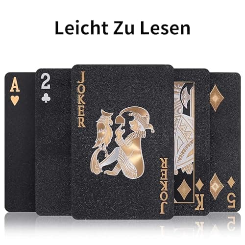 SWINILAYA Lot De 2 Jeu De Cartes 54 - Noir Et Or | Parfaits pour Fêtes, Voyages, Pique-Niques Et Plus