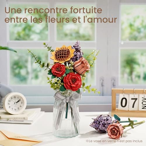ROWOOD Puzzle 3D Fleurs avec vase, cadeaux de bonsaï DIY, décoration de la maison, kit de modélisation de fleurs artificielles pour adultes et enfants, cadeau idéal pour les femmes et les hommes