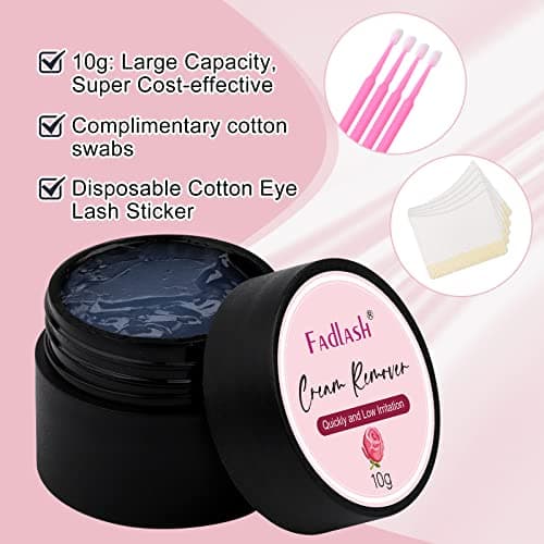 FADLASH Crème Remover Cils Extension Depose Extension Cils 10g Dissolvant Pour Extension Retirer Extension Cils Crème Démaquillante Dissolvante Irritante Pour Les Peaux Sensibles (Rose)