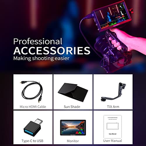 FEELWORLD FW568S caméra DSLR de 6 Pouces avec Le Signal 3G SDI 3DLUT Full HD 1920x1080 IPS F970 Alimentation Externe et Kit d’Installation