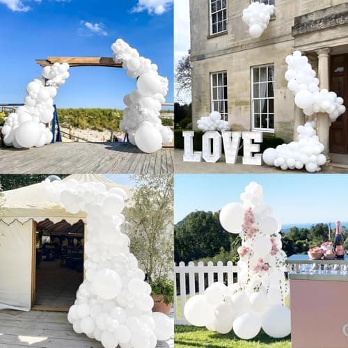 Ballons Blanc Mat, 100 Pcs 10 Pouces Épaissir Latex Ballons Décorations de Fête avec 2 Rubans pour Ballons Guirlande Arche Anniversaire Mariage Anniversaire Baby Shower Fiançailles