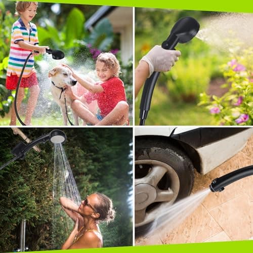 Spopal Camping Douche Portable, [Imperméable] Kit Douche de Camping,Pompe de Douche Électrique Rechargeable,6000mAh, avec Afficheur Intelligent et Pomme de Douche 4 Modes pour Extérieure,Camping