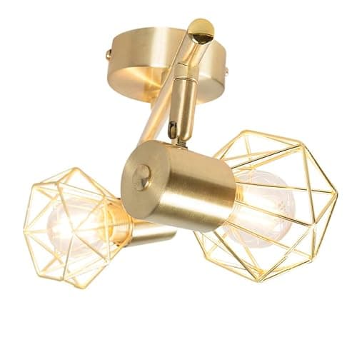 QAZQA mosh - Spot plafond, plafonnier - 2 lumière - L 34 mm - Laiton - Moderne - éclairage intérieur - Salon I Chambre I Cuisine I Salle à manger