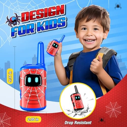 Toyokid Jouet Garcon 3 4 5 6 7 8 Ans, Spider Talkie Walkie Enfants Rechargeable Cadeau Garcon 3-10 Ans Spider Jouets d'extérieur pour Enfants Jouet Fille 3-8 Ans Talkie Walkie Enfants