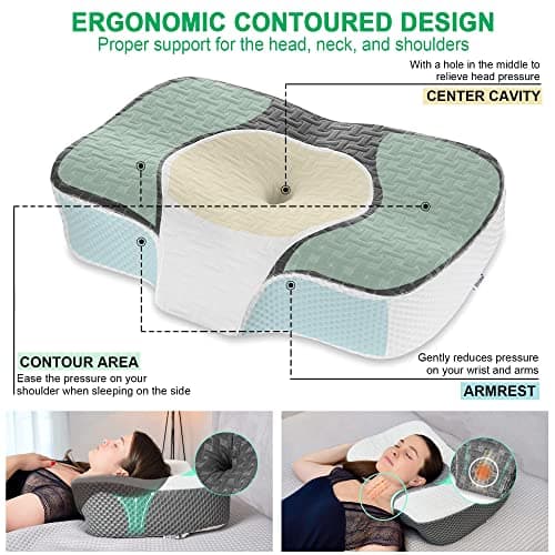 Elviros Oreiller Ergonomique Cervical, Oreillers à Mémoire de Forme, Coussin Mémoire Forme, Hauteur RÉGlable, Gris Foncé