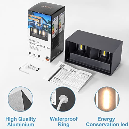 CELAVY Applique Murale Extérieur Intérieur LED, IP65 Étanche Luminaire Extérieure Intérieure, Moderne Lampe Mural, 3000K Réglable Éclairage Lumière d'Extérieur Aluminium, Anthracite