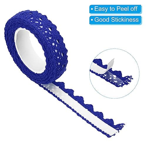 PATIKIL Dentelle Ruban Auto-adhésif Dentelle Film, 2 Rouleaux Coton Masquage Autocollant pour Détail Accent Mur orner Art, Bleu
