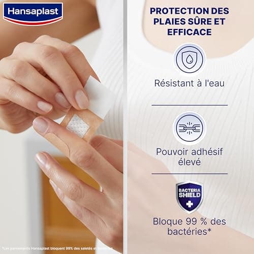 HANSAPLAST UNIVERSAL 100 pansements, Pansements résistant à l’eau et à la poussière, Pansements stériles prédécoupés pour toute la famille