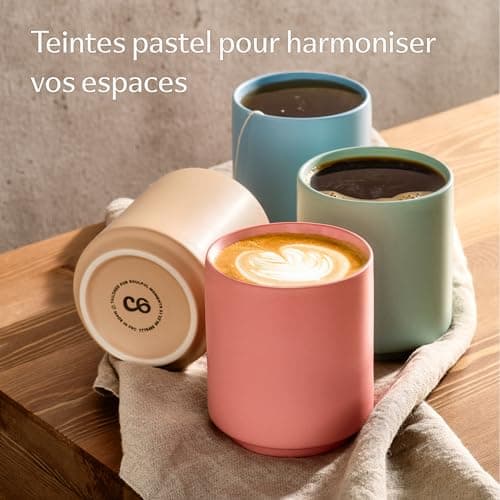 Cosumy Tasse à Café en Céramique - 4 Tasses à Cappuccino Pastel - Design Minimaliste & Empilable - Résistant à la Chaleur - Lavable au Lave-Vaisselle - 200 ml
