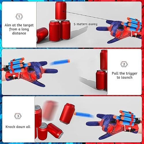 NHYDZSZ 2 Pièces Gant de Lanceur Spiderm, Spiderm Launcher Gant de Cosplay en Plastique, Jouets de Poignet Lanceur de Héros, Lanceur d'araignée Jouets éducatifs pour Enfants
