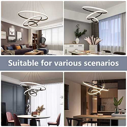 KSIBNW Lustre Salon Suspension Luminaire Moderne, 45W LED Lustre Chambre Dimmables 3 Anneaux Lampe Suspension avec Télécommande & APP Contrôle Acrylique Rond Or 2700K-6500K Luminosité Réglable