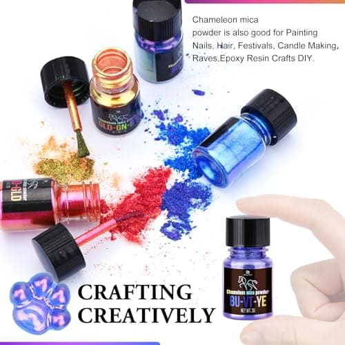 Poudre de Mica Caméléon - 5 Poudre de Pigment Changeant de Couleur pour Resine Époxy, Peinture, Nail Art - Pigment de Resine Époxy Caméléon Tons Rouges pour Slime, Ongles, Fabrication de Bougies