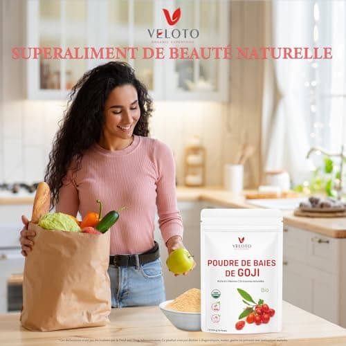 Poudre de Goji Bio Extraits, Baies Biologiques de Goji Poudre, Baies de Goji Bio de Qualité Supérieure - Immunité et Fatigue, Sans Additifs, Sans OGM, Supplément de Fines Herbes, 454g/1lb