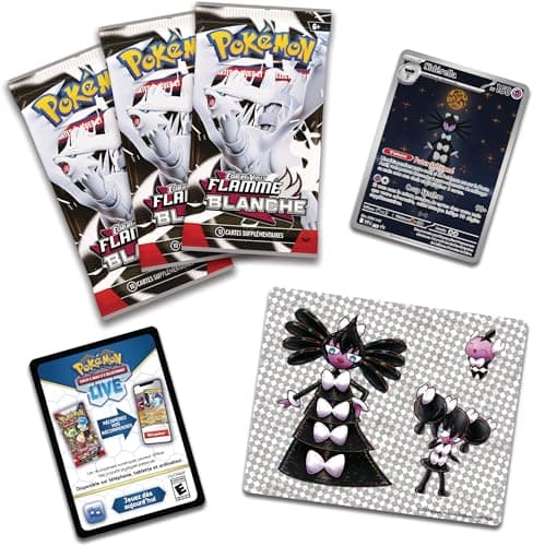Pokémon JCC : Collection Autocollant réajustable Écarlate et Violet – Flamme Blanche – Sidérella (1 Carte Promo Brillante et 3 boosters)