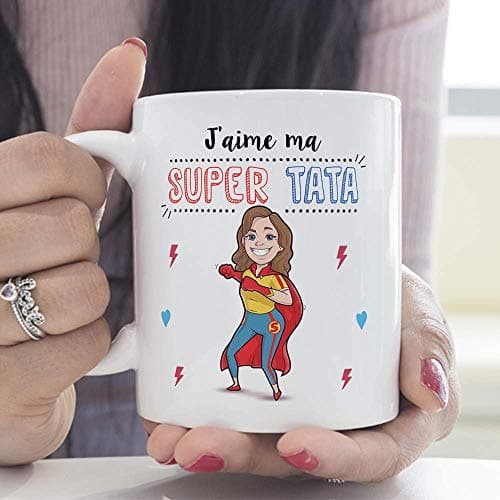 Mugffins Tata Mug/Tasse - J'aime ma Super Tata - Tasse Originale/Cadeau Anniversaire/Future Tante. Céramique 350 ML