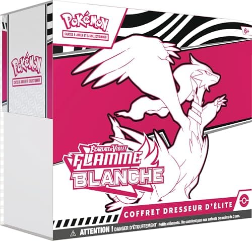 Pokémon: Coffret Dresseur d’élite Écarlate et Violet – Flamme Blanche – Reshiram (1 Carte Promo Entièrement Illustrée de Boréas, 9 Boosters et des Accessoires de Jeu Premium)