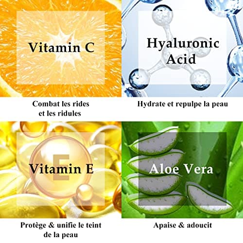 Kleem Organics Serum Vitamine C Visage avec Acide Hyaluronique et Vitamine E - Vitamine C Serum Visage qui Boost le Collagen, Réduit Rides, Taches Acné, Taches Noires - Sérum Vitamine C Bio 30ml