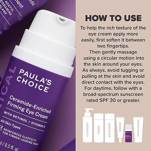Paula's Choice CLINICAL Crème Contour des Yeux Céramides - Anti Agê Crème Hydratante Anti Rides & Ridules - Contour des Yeux avec Retinol, Vitamine E & C - Tous Types de Peaux - 15 ml