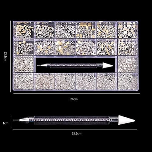 CaCaCook Lot de 9000 en cristal AB pour nail art - Kit professionnel de 9000 pièces - Plusieurs formes en verre cristal AB - Accessoires pour nail art