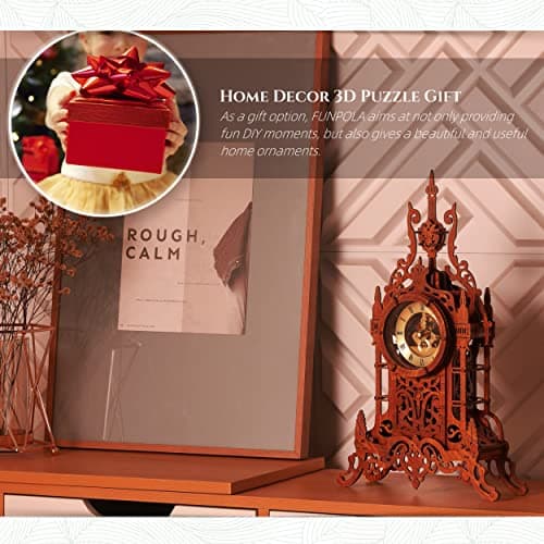 FUNPOLA Maquette en Bois Construire Puzzle 3D Bois LED Tour Horloge, Modele de Construction de Puzzle 3D, Kit de modèle d'horloge de puzzle 3D DIY (LED-WTC02)