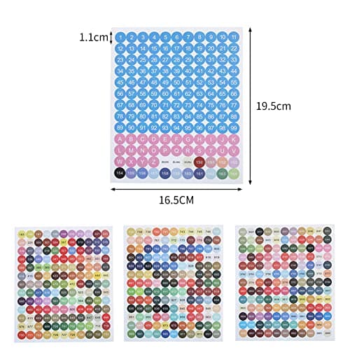 Autocollants de Numéro de Couleur, Étiquettes de Peinture Au Diamant avec Numéros Diamond Painting Accessoires Pastille de Couleur Autocollant pour Boîte de Rangement Diamant