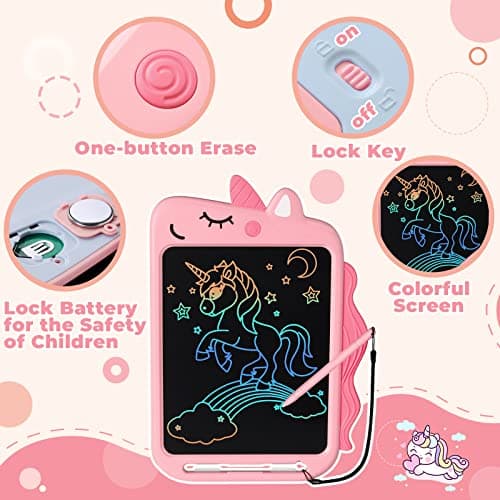 NOBES Ardoise Magique Licorne Jouet Enfant 2 3 4 5 6 Ans Fille, Tablette Dessin 10 Pouces, Tablette D'écriture, Cadeau d'anniversaire Noël Jouets Fille 3 4 5 6 Ans (Rose)