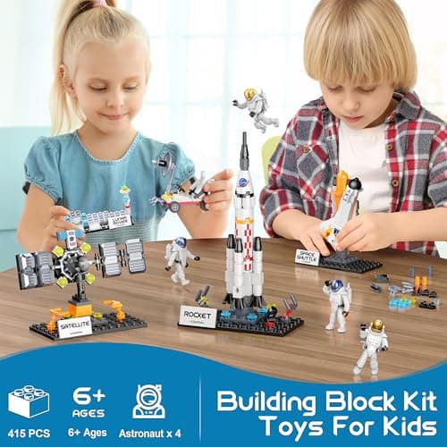 Booyuer Navette Spatiale 8-en-1 Jouet STEM, 415 PCS Kit de Construction Fusée Aérospatiale avec Station Spatiale, Tour de Contrôle et Figurines Astronautes, City Space Cadeau pour Enfants de 6+