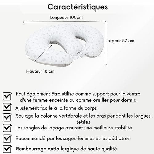 Bellochi Coussin d'allaitement Jumeaux avec Housse Coussin Allaitement - 100% Coton - Oreiller Allaitement Multifonction (Copse)