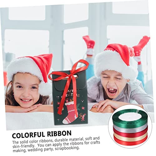 DIYEAH 5 Rouleaux Ruban D' Ruban De Satin Vert Ruban De De Ruban Fleur De Noël Ruban Rouge Banderoles Rouges Ruban Coloré Polyester