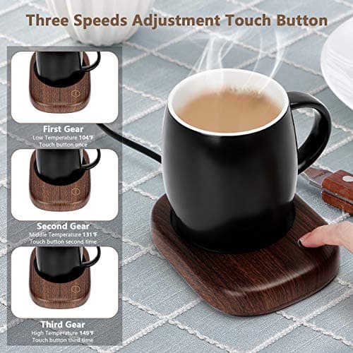 OVERWIND Chauffe-Tasses à café, Chauffe Tasses Électrique avec 3 Réglages de Température (Jusqu'à 65 °C) et Arrêt Automatique, Chauffe-Boissons Électrique pour Le Cacao, Thé, Lait, Boissons, etc.