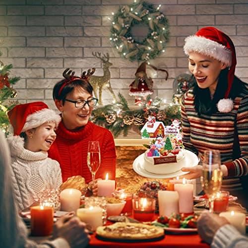 KEELYY 52 Pcs Noël Cupcake Toppers Picks Decoration Gateau de Noel Joyeux Noël Flocons de Neige Drap Cure-Dents pour Décorer Dessert Muffin Gâteau de Noël Fête